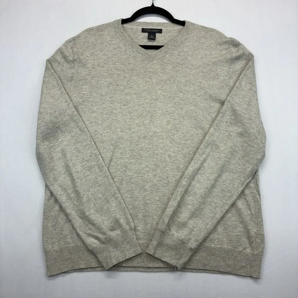 Banana Republic Men’s Large Cotton Cashmere V-Neck Sweater Gray Lightweight